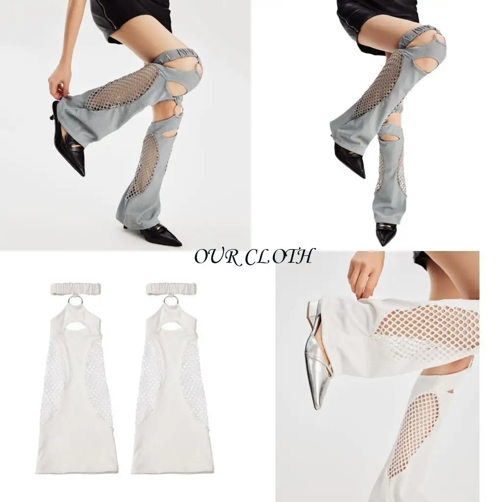 

Мода эстетическая полая рыбная сеть теплые носки расклешенные носки Harajuku панк завязки чулки подвеска в рукаве крышка для ног