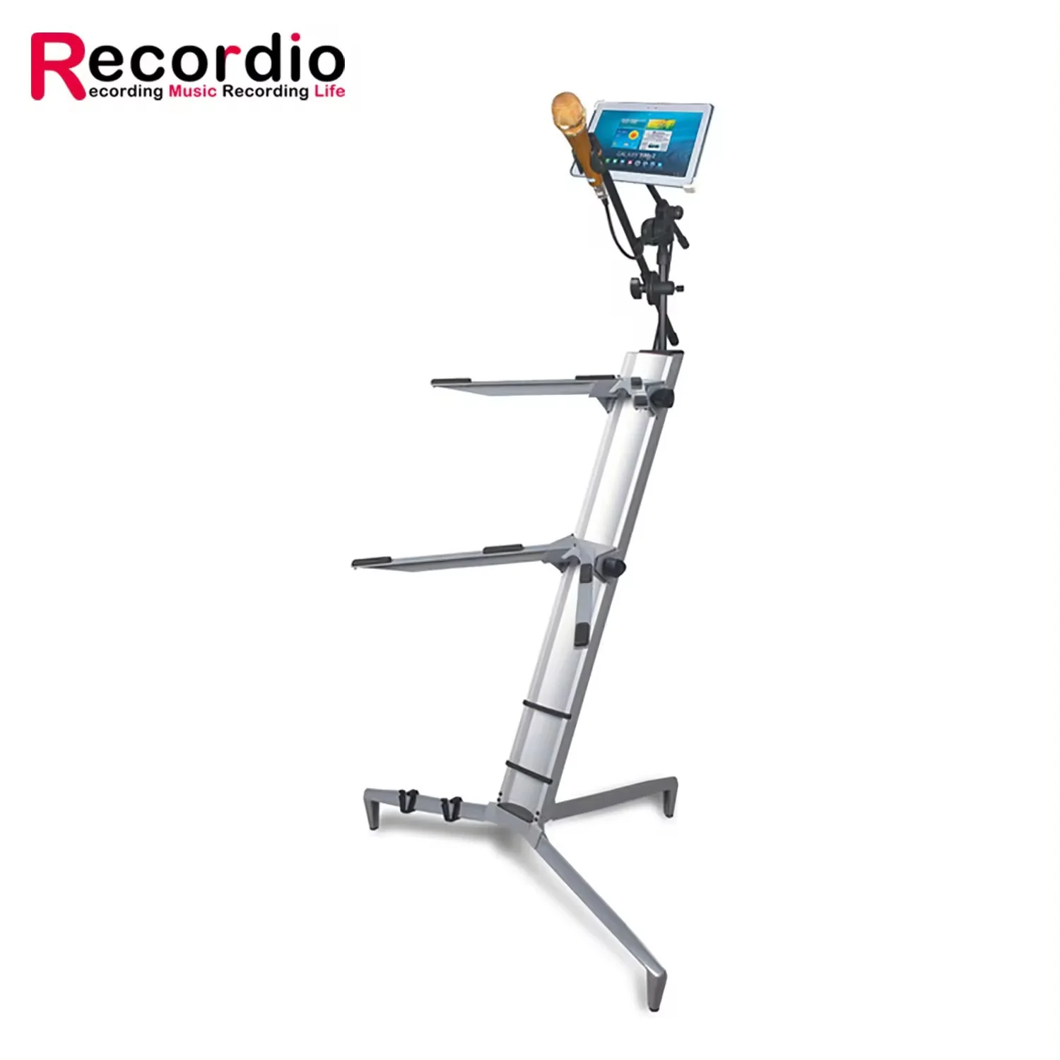 Imagem -03 - Silver Music Aluminum Piano Stand Gaz-ys01 Suporte Profissional com Teclado Suporte do Microfone para Concerto Cantando Performance