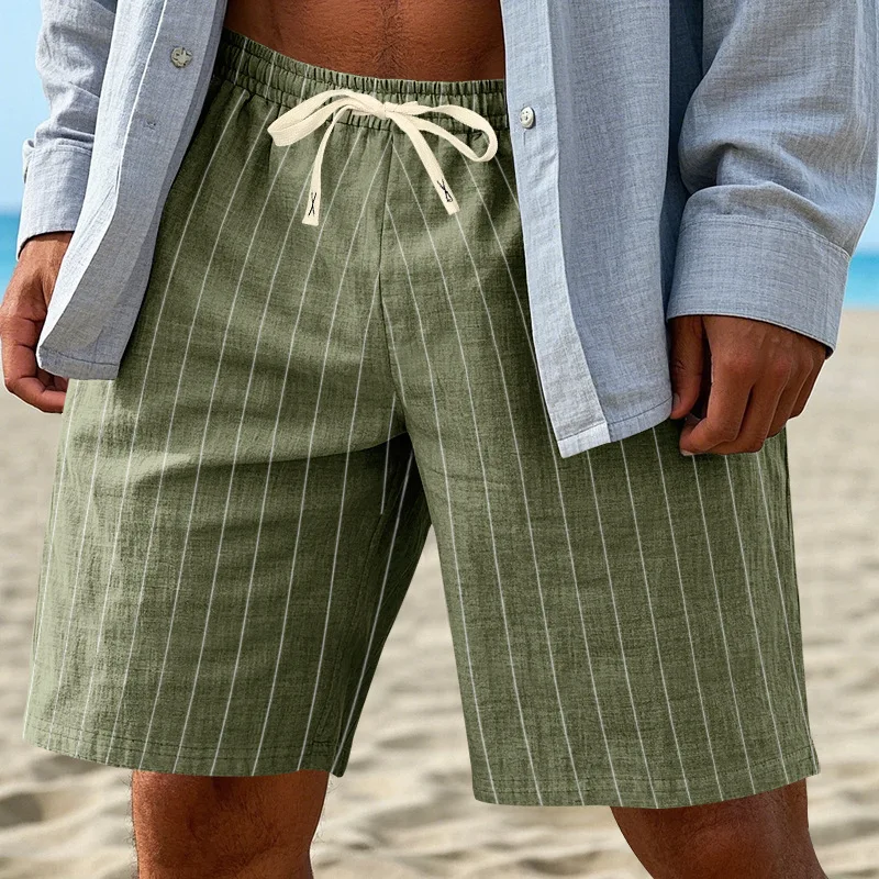 

Casual Fashion Tether Shorts European and American Elastic Trend Men's Thin Linen Beach Pants Shorts for Men
