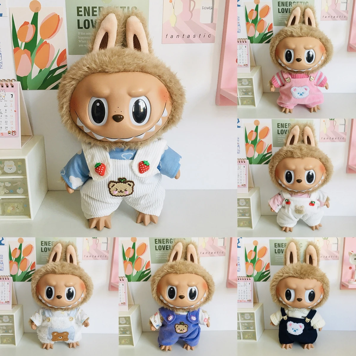 

For 38cm Labubu Mokoko Doll Clothing Series Overalls Suit Vinyl Doll Clothes Cosplay Accessories Cute Decoration Little Clothes