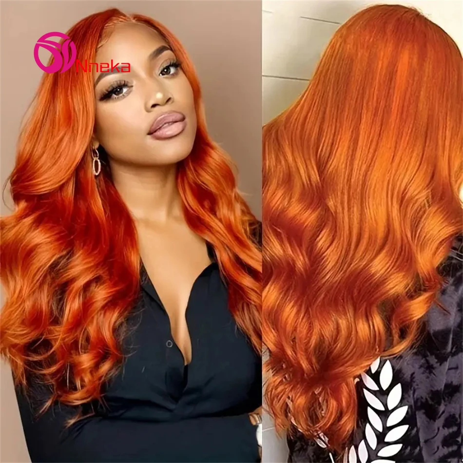 

36Inch Body Wave Ginger Orange 13x6 HD Lace Front Wigs 200 Density Colored Preplucked Wig 13x4 Lace Frontal Wigs For Women