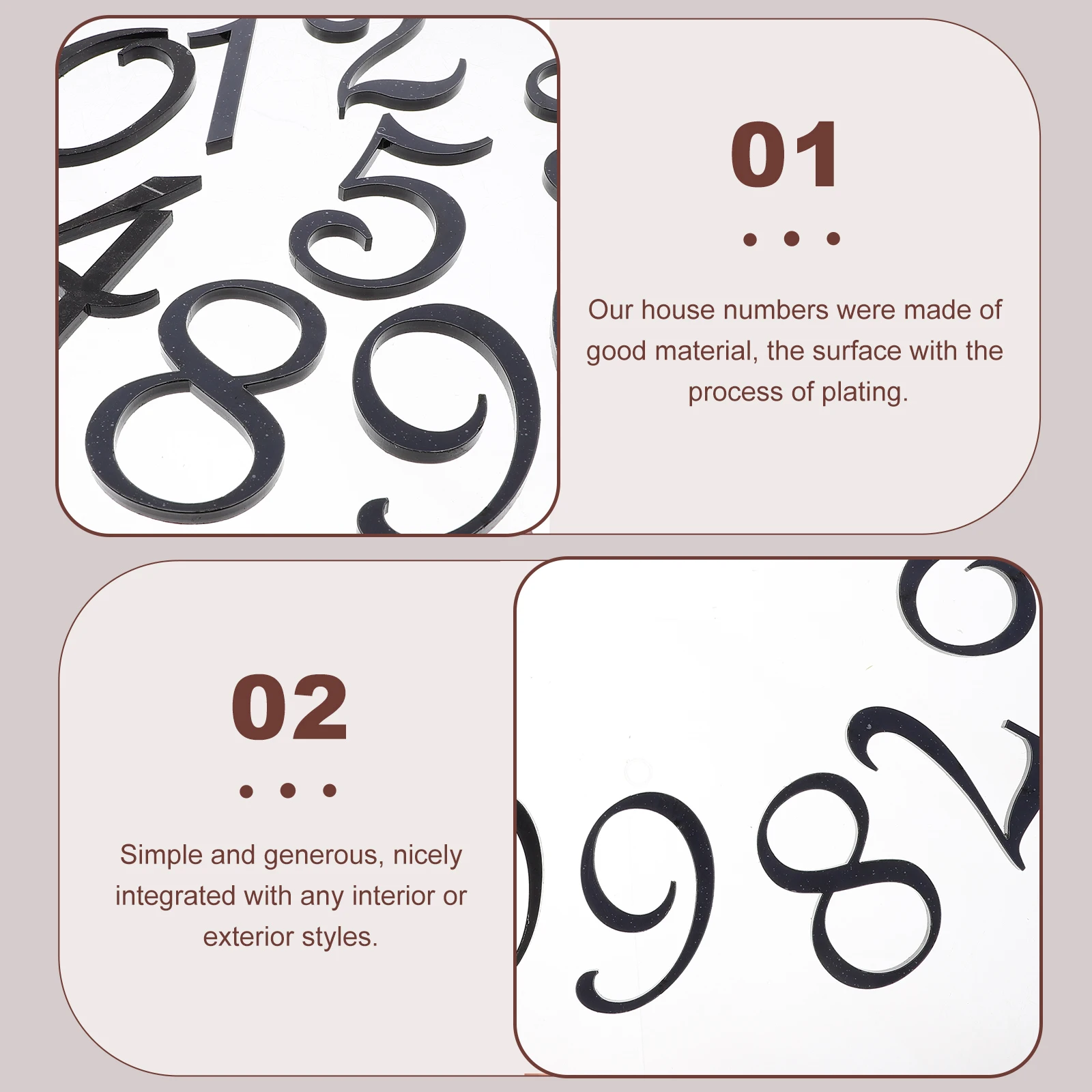 

10pcs Modern Acrylic Self-Adhesive House Numbers Door Mailbox Address Number Sign Decorative Exterior Apartment Street