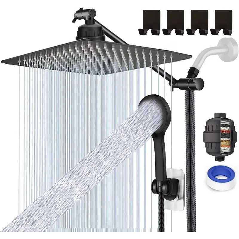 Imagem -04 - Rain Shower Head com Handheld Spray Rainfall Shower Head Combo One-piece Braço de Extensão Acessórios do Banheiro