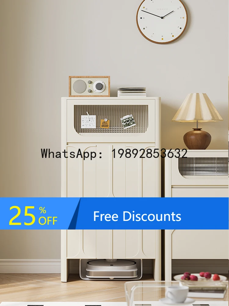 LYY French Cream Style Sweeping Robot Cabinet Storage Rack Solid Wood Base Station Cabinet Storage  Organizer Home Services