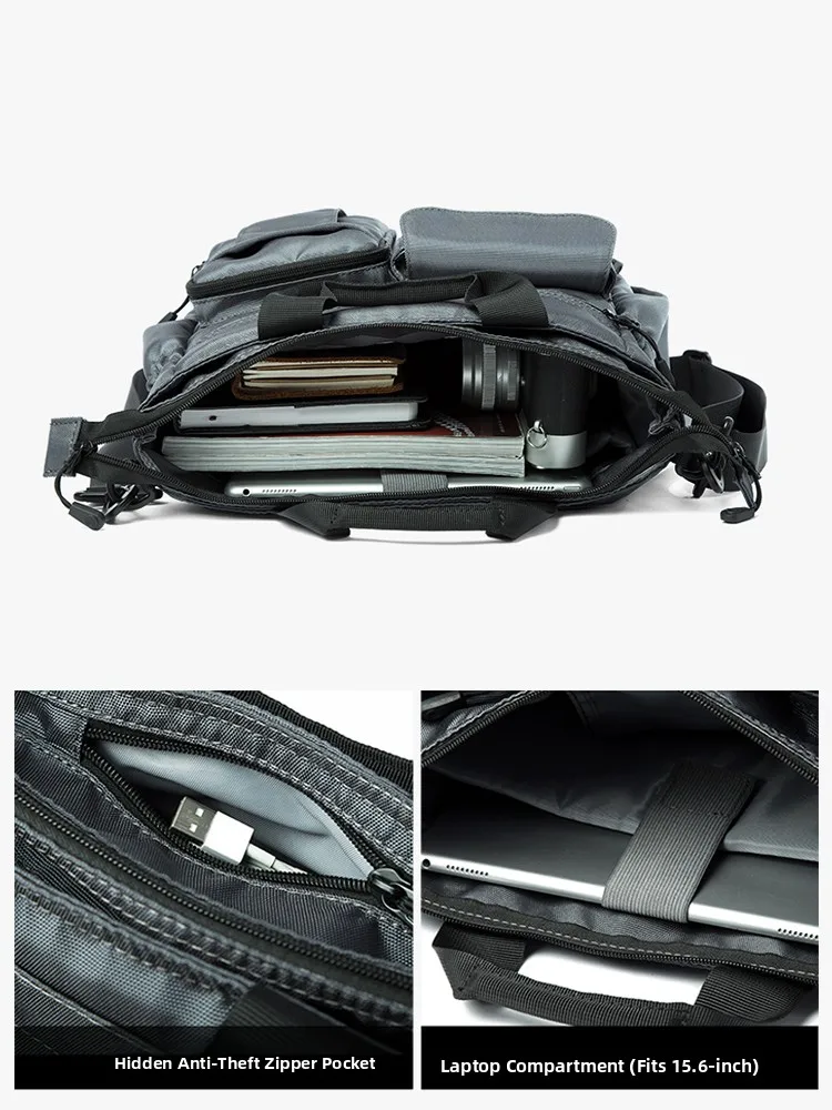

Busin Men's Large Capaci Bapa Single oulder Crossbody Bag Multi-Function Handbag for Commuting And Traveling