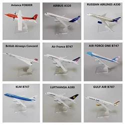 Lufthansa Russian France KOREAN KLM Brazil Spain British USA A340 A350 A380 B737 B747 B787 Plane Model Airplane Aircraft 16cm