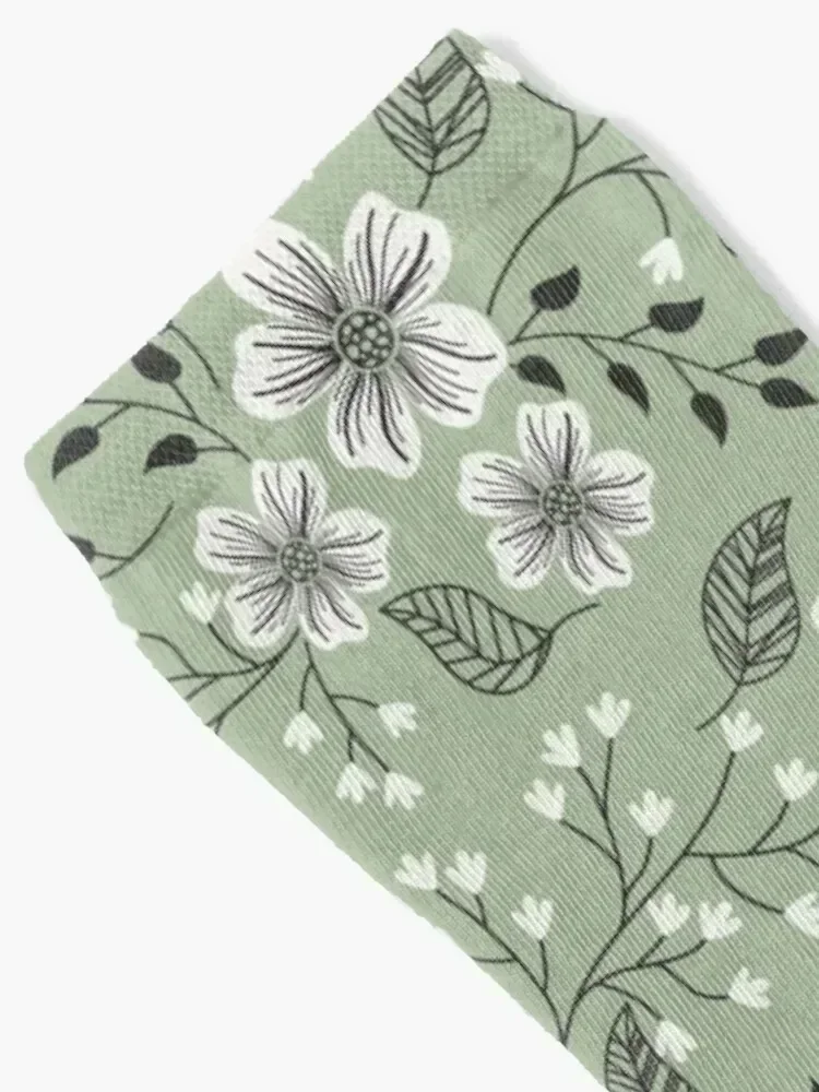 Sage green floral Socks cotton happy summer Wholesale Socks Ladies Men's