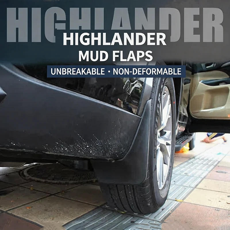 For Toyota Highlander 2014 2015-2019 Mud Flaps Splash Guards (4PCS/Set) Soft Rubber Fender Protector No Drilling Installation