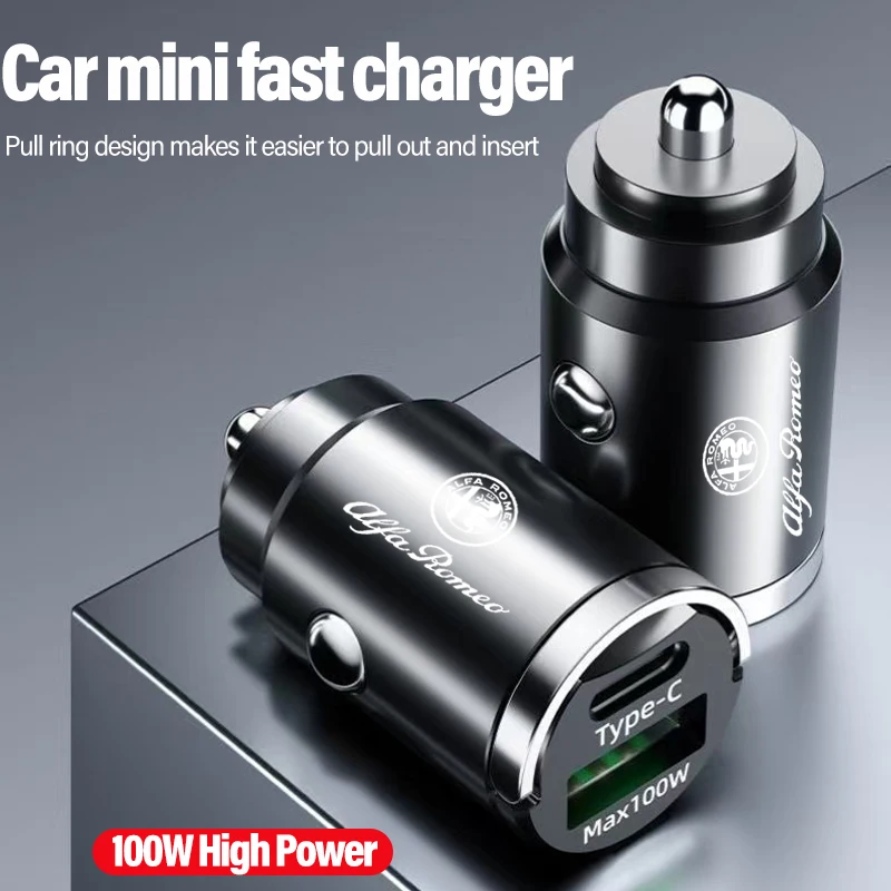 Car Charger For Alfa Romeo 4C 159 166 Spider Giulia Giulietta 156 Tonale Mito USB Type-C Phone Hidden Fast Charging Convert Plug