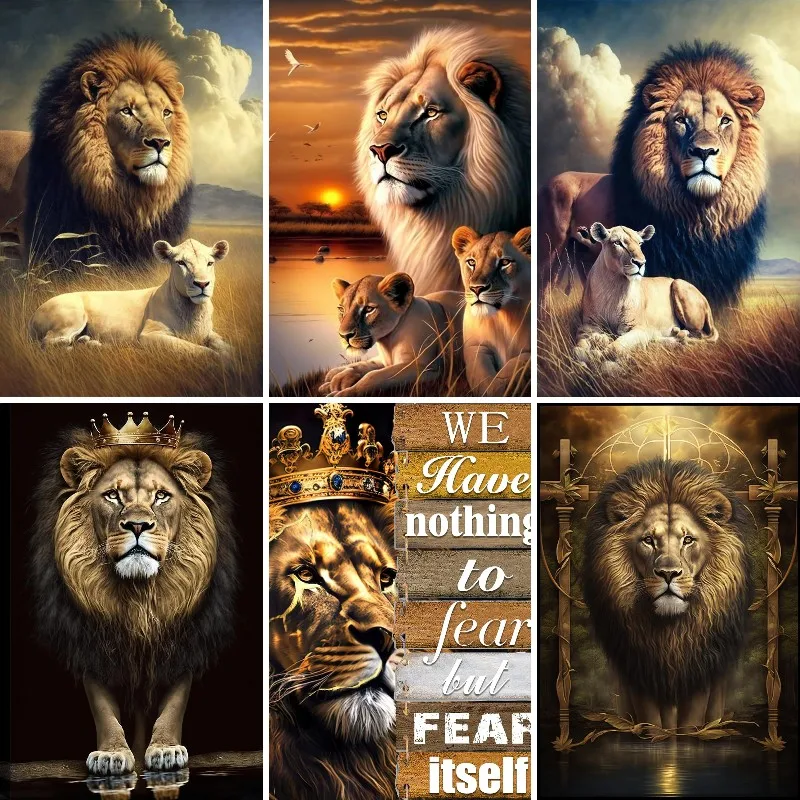 Diamond Painting Kits for Adults ,Lion and Lioness, We Have Nothing To Fear But Itself Poster Diamond Art, Алмазная Вышивка