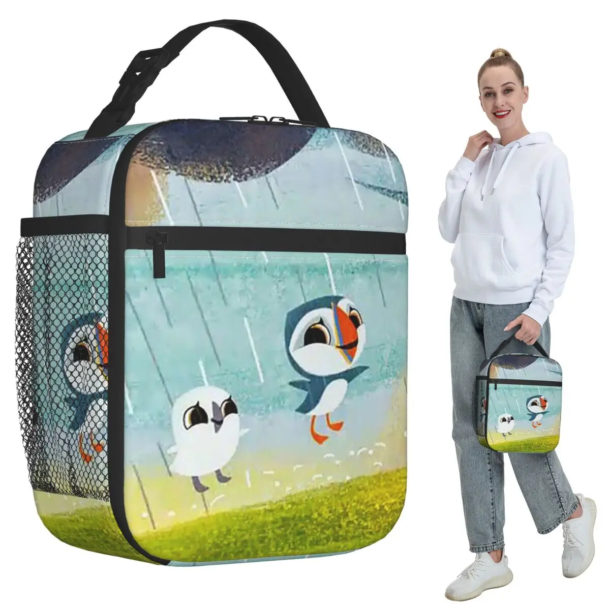 Puffin Rock And New Friends Cartoon Animation Insulated Lunch Bag for Kids School Cooler Thermal Food Box Tote Portable Lunch
