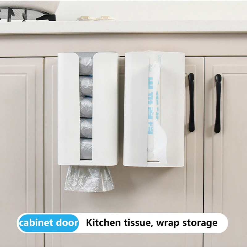 Wall-Mounted Cabinet Tissue Box Kitchen Paper Extraction Box Hanging Household Carbon Steel Tissue Rack Paper Towel Holder