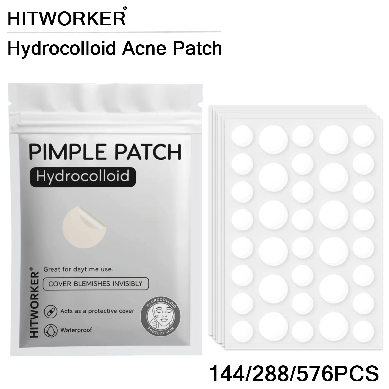 

Набор гидроколлоидных пластырей от акне без спирта, нежные, не вызывающие раздражения, для чувствительной кожи, 144/288/576 штук