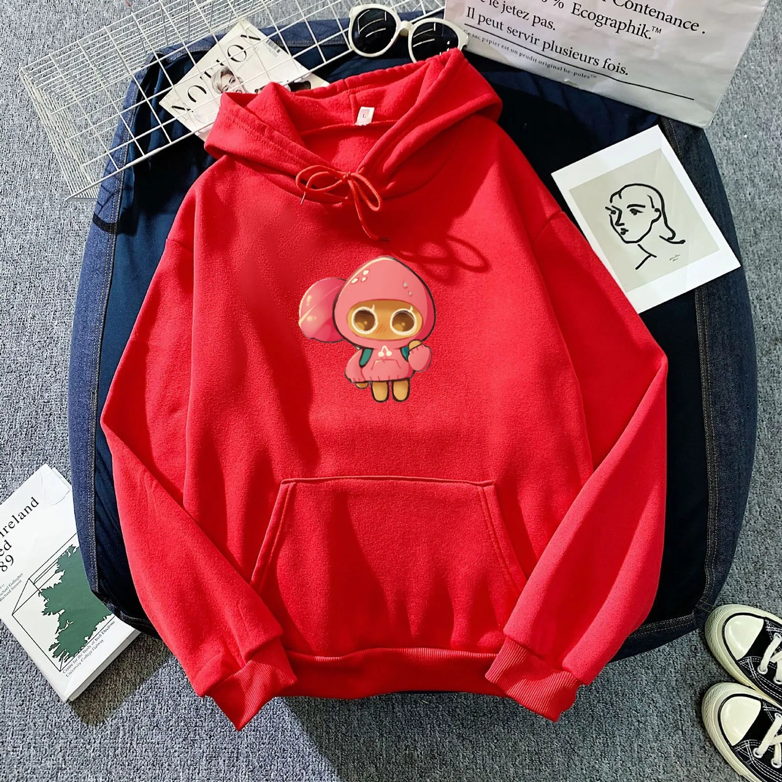 Strawberry Cookie Funny Cartoon Hoodies Printed Cookie Run Hoodie Women Loose Autumn Streetwear Tops Kawaii Sweatshirt Vintage