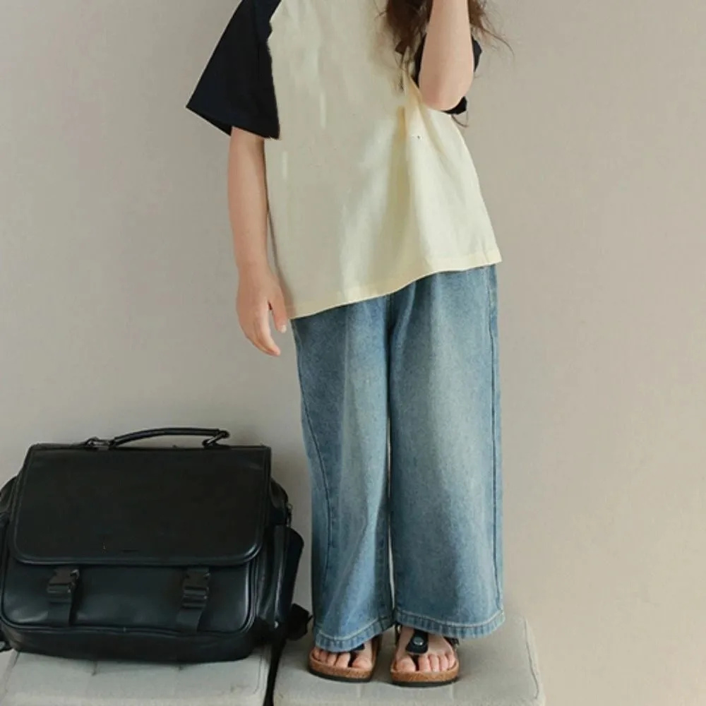 

Ins Straight Kids Jeans High Waist Loose Children Y2K Jeans Wide Leg Cowboy Pants Little Girls Denim Trousers Girls Gift