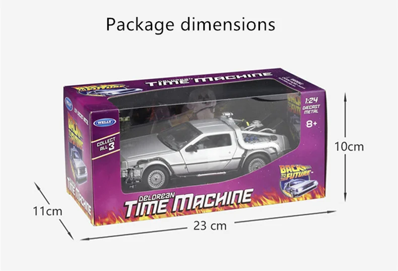 WELLY 1:24 Back To The Future Time Machine Diecast Alloy Model Car