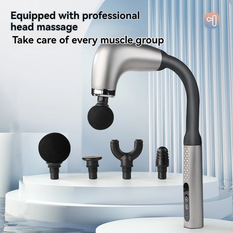 2024 New Smart Curved Hook Fascia Gun Electric Massager Massage Hammer Electric Fascia Gun Home Handheld Hammer Back Artifact image 2