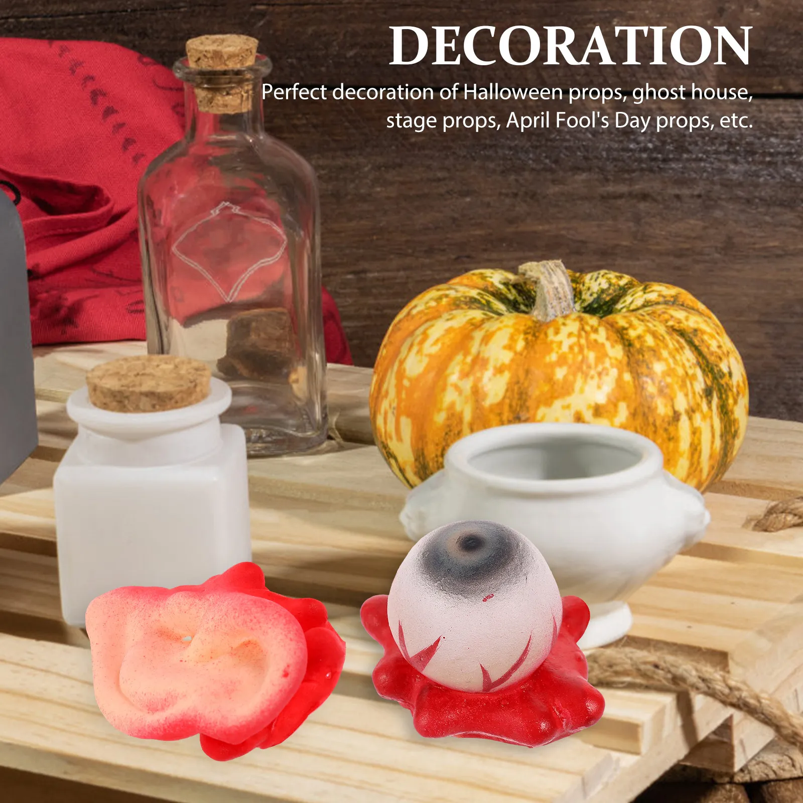 

Набор реалистичных муляжей поврежденных частей тела: пальцы, уши, глаза. Имитация органов для Хэллоуина, реквизит для розыгрышей, декор для дома и сада.