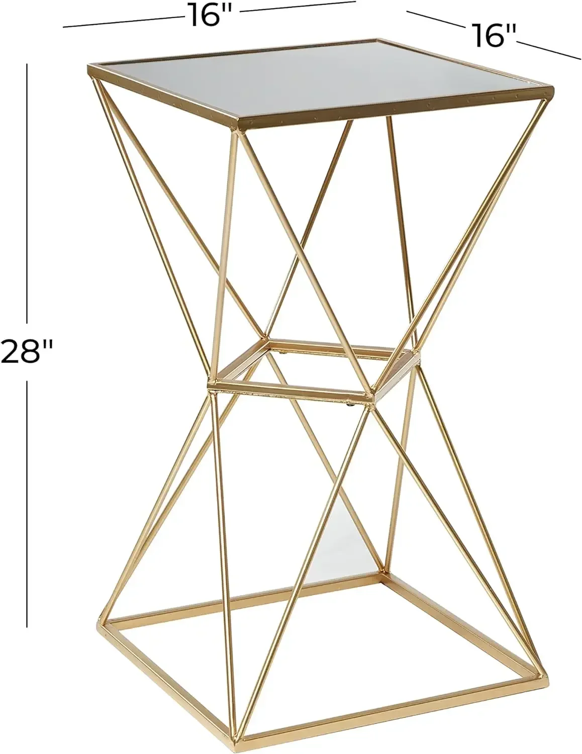 Metal Side End Accent Table End Table with Mirrored Glass Top, Side Table 16