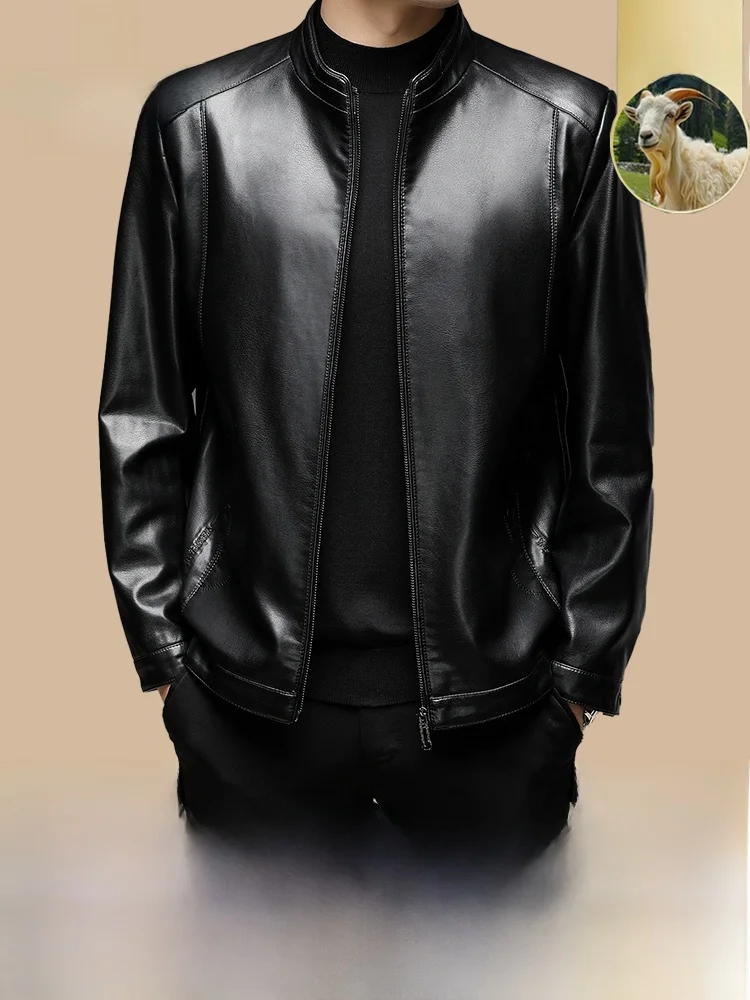 

Pierre Cardin Genuine Leather Jaet Men's 2025 New Autumn Spring Dad's Clothes Middle-Aged And ly Goat Skin Jaet Coat