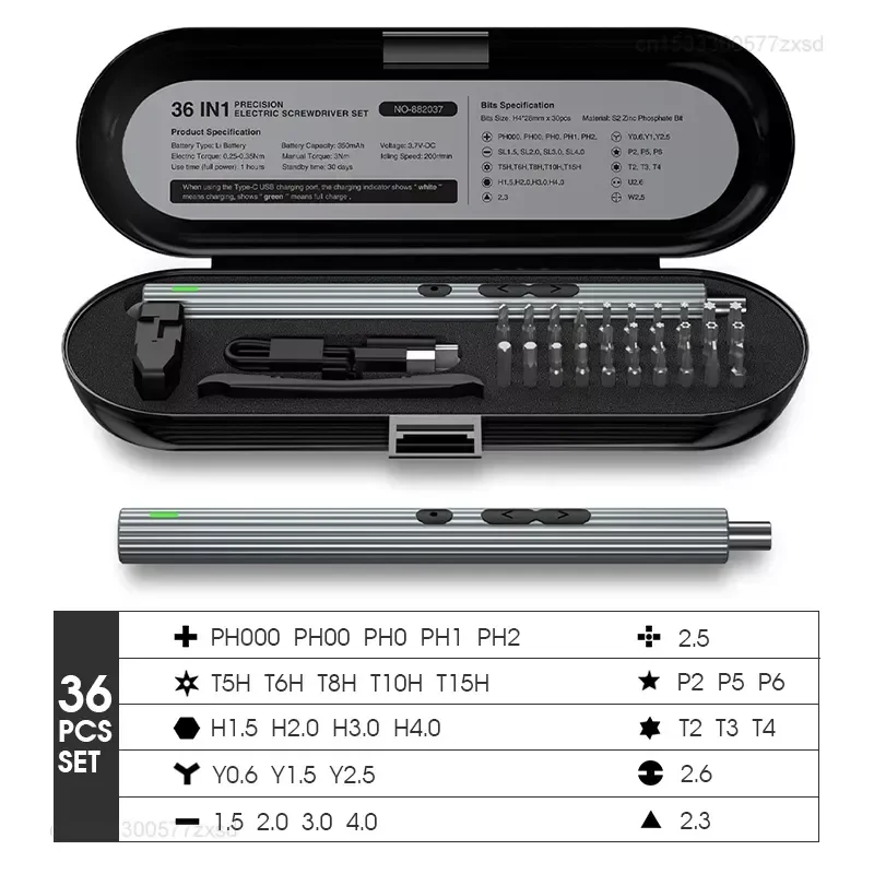 Imagem -06 - Xiaomi Precision Electric Screwdriver Grupo Multifuncional Slotted Torx Bit Drill Ferramenta Rotativa Elétrica Máquina de Moagem 36 em 1