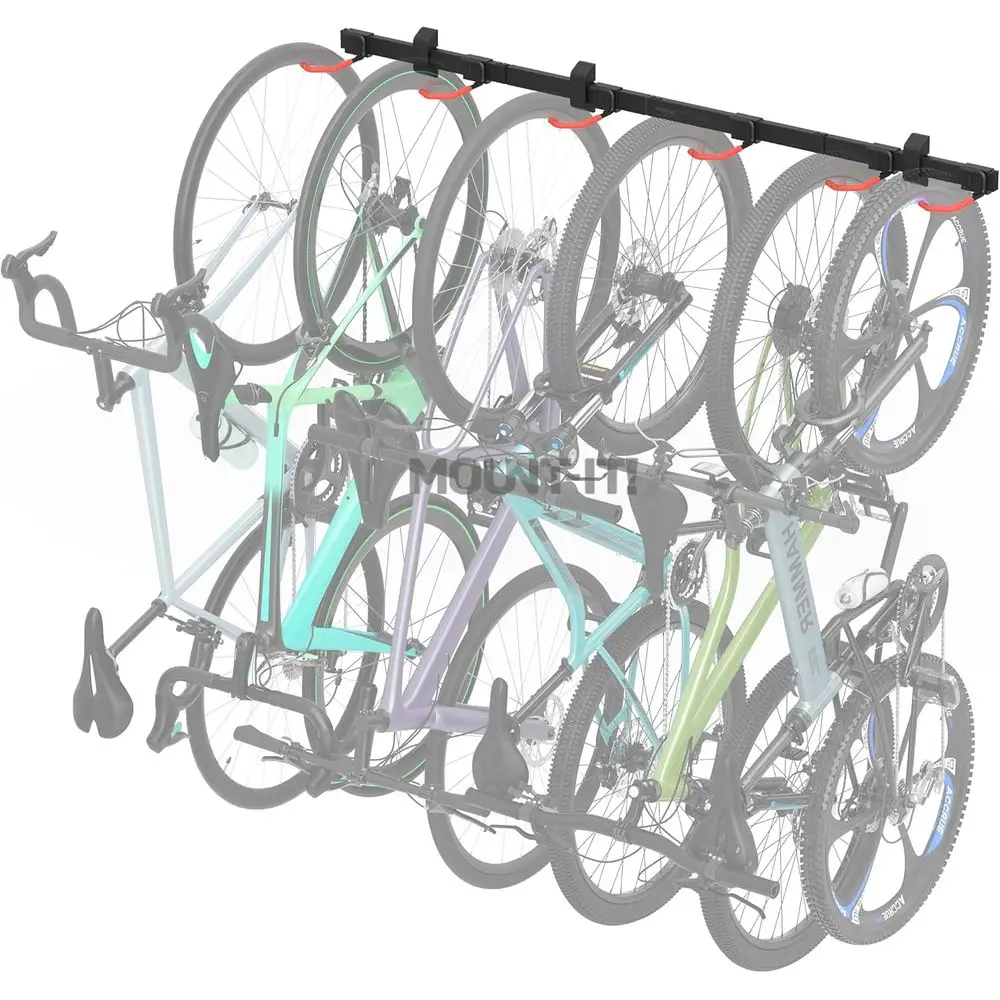 

Mount-It! Wheep Bike Wall Mount or 6 Bikes | Heavy-Duty Garage Storage Rack | Adjustable Padded Hooks | Space-Saving Veal Bike S