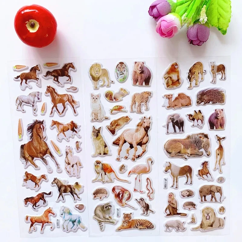 10 Sheets 3D Puffy Stickers Animals Bulk Stickers Scrapbook Decoration Birthday New Year Christmas Gifts for Kids Boys Girls view 4