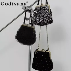 Japanese Sweet Small Dots Lattice Classic Shoulder Bags Women's Tote Messenger Bag Handbag