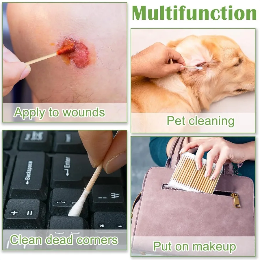 5000 Count Bamboo Cotton Swabs Double Buds Organic Cotton Swabs with Tips for Ears Sterile Tipped Applicator Makeup Swab Daily