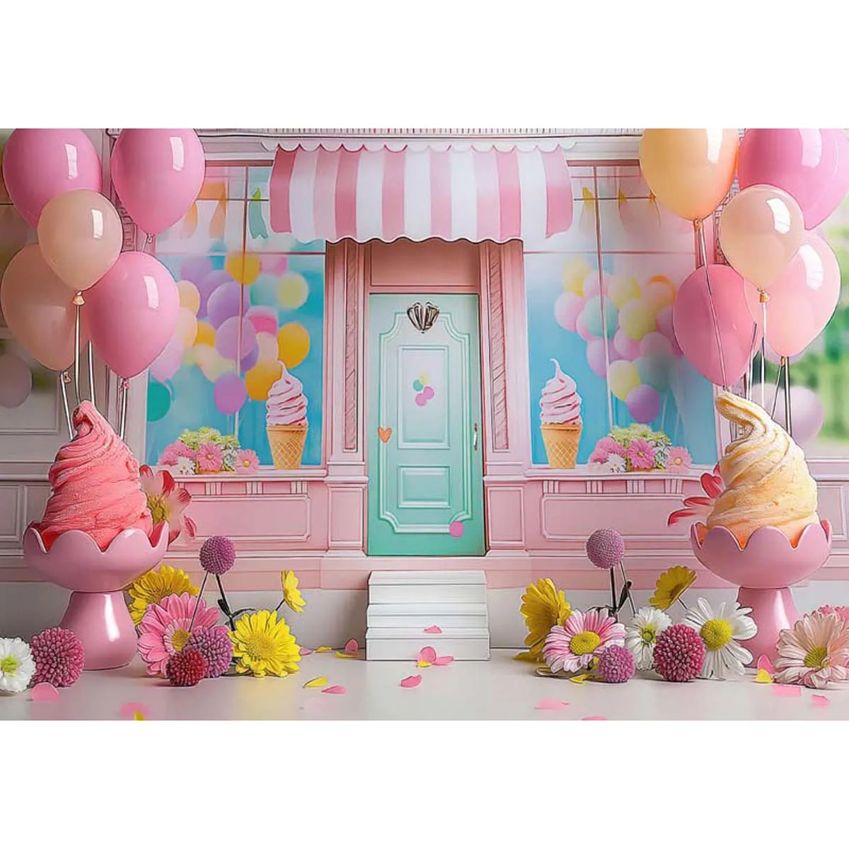 

Allenjoy Pastel Ice Cream Shop Backdrop