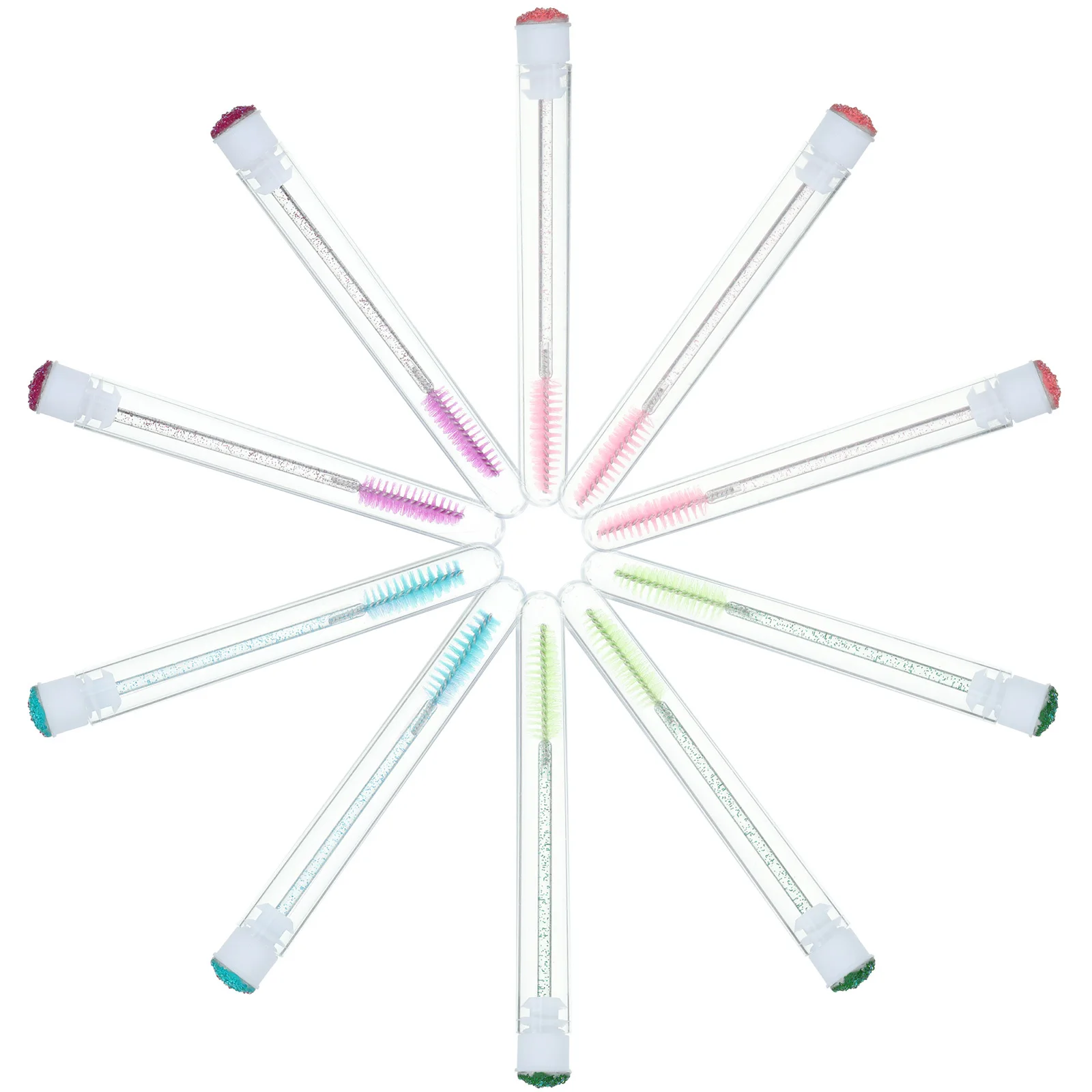 10Pcs Crystal Rod Mascara Brush Set Portable Eyelash Tubes Lash Brow Comb Screw Head Easy Store Travel Makeup Instrument