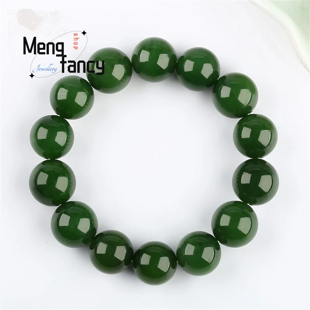 Natural Hetian Jade Jasper Elastic Bracelet Charms Luxury Fine Jewelry Couple Personalized Beaded Bangle Men Women Holiday Gifts