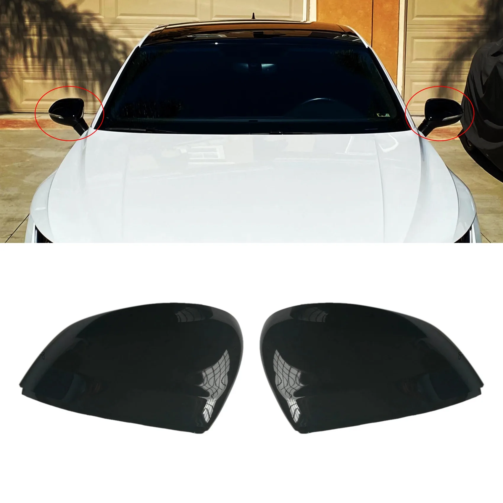 

AU28-Car Side Mirror Covers Side Wing Mirror Cover W/Blind Spot Hole For Passat B8 Variant Arteon Caps 2016-2020