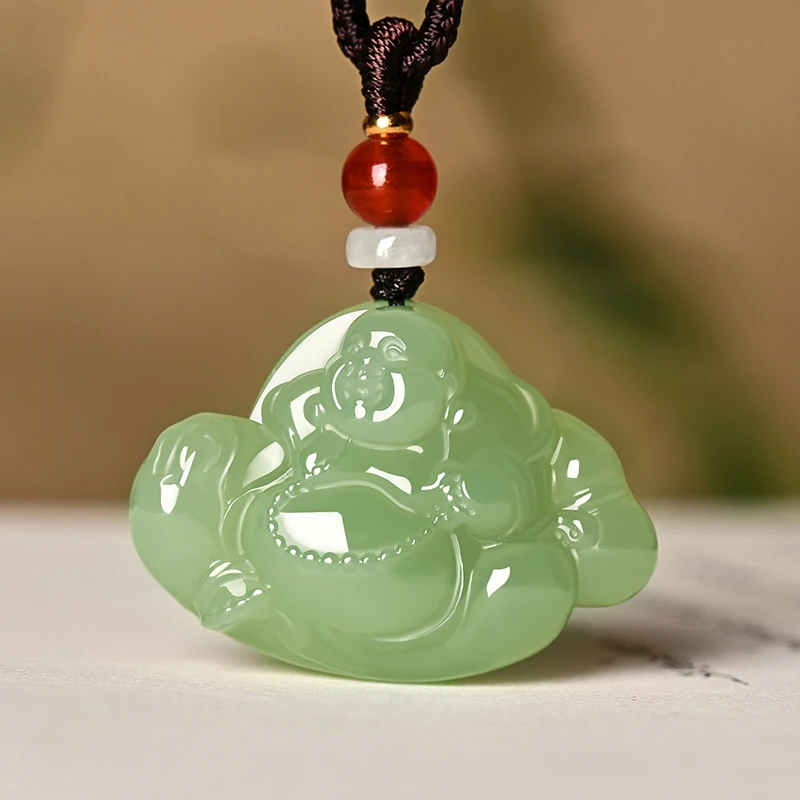 

Подлинный нефритовый кулон Hetian Maitreya Buddha, женский Будда, большой живот, улыбающийся Будда