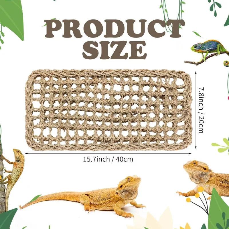 

Reptile Crawling Hammock Lizard Nest Pet Natural Grass Mat Landscaping