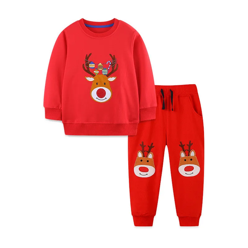 

Christmas Deer 2 Pcs Suit Sweatshirts + Sweatpants Boys Clothing Sets Autumn Spring Long Sleeve Children's Clothes Outfits