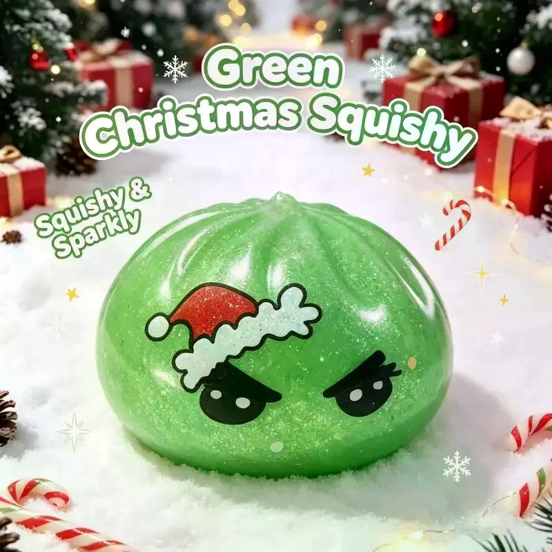 Xmas Themed Glitter Fidget Toys Cute Cartoon Prints Soft Stress Relief For Kids Party Favors Gifts
