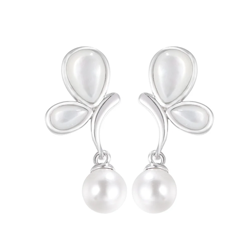 

Korean-Style Butterfly Shell Pearl Light Luxury Earrings 925 Sterling Silver Women's New Daily Fresh INS Trend Ear Jewelry