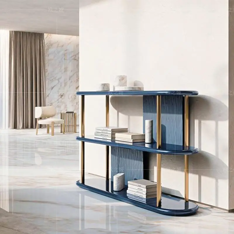 

Italian minimalist solid wood bookshelf modern high-end floor-to-wall display shelf study home light luxury display shelf