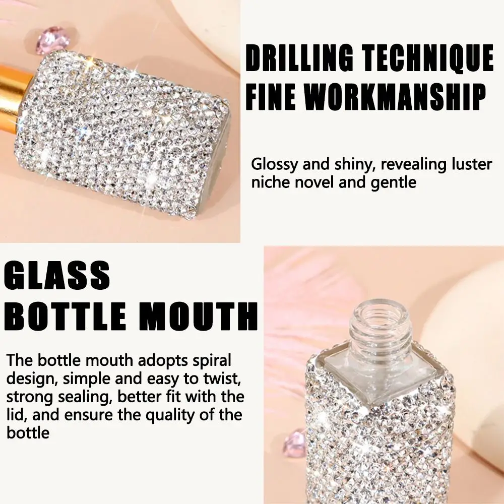 Botella vacía con diamantes de imitación brillantes, Mini botellas cuentagotas creativas ostentosas, viales de aceite esencial recargables de cristal