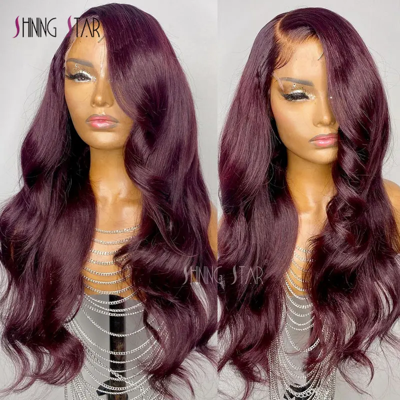 34 Inch 99J Burgundy 13X6 Lace Front Human Hair Wigs Colored Red Hd Lace Frontal Wig 13X4 Colored Body Wave Lace Wig For Women