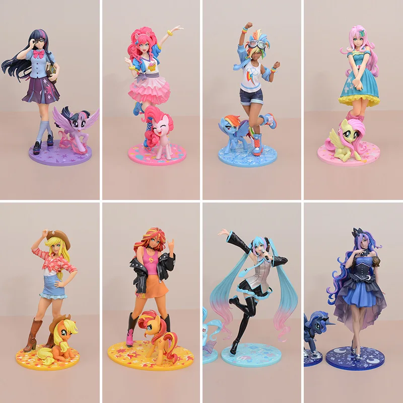 Anime My Little Pony Fluttershy Princess Luna Sunset Shimmer Pinkie Pie Applejack Rainbow Dash PVC Action Figure Model Toys Doll