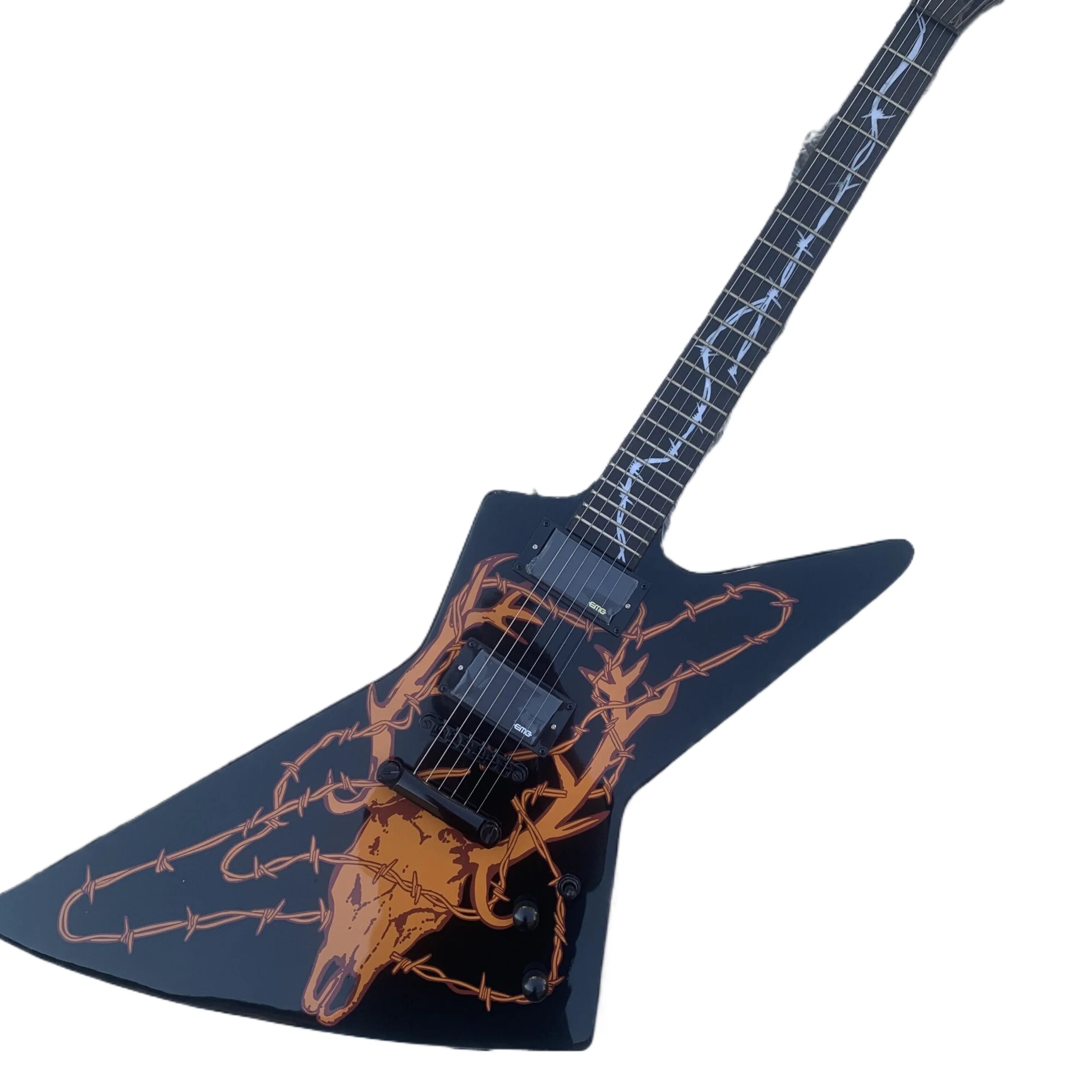 In stock,Custom James Hetfield Elk Skull Explorer electric guitar HH pickup , guaranteed quality, in stock