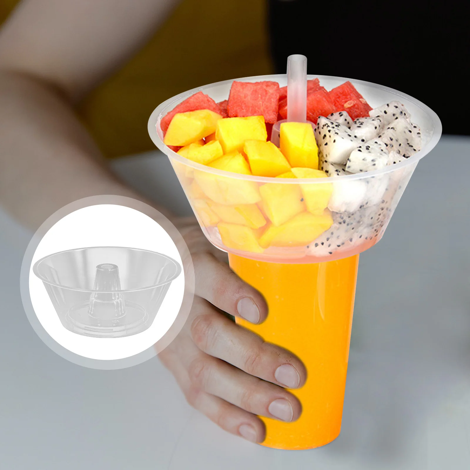 10pcs Disposable Snack And Drink Cup Bowl Portable Drink Cup Top Bowls Convenient Snack Bowl Food-Grade Reusable Snack Tray