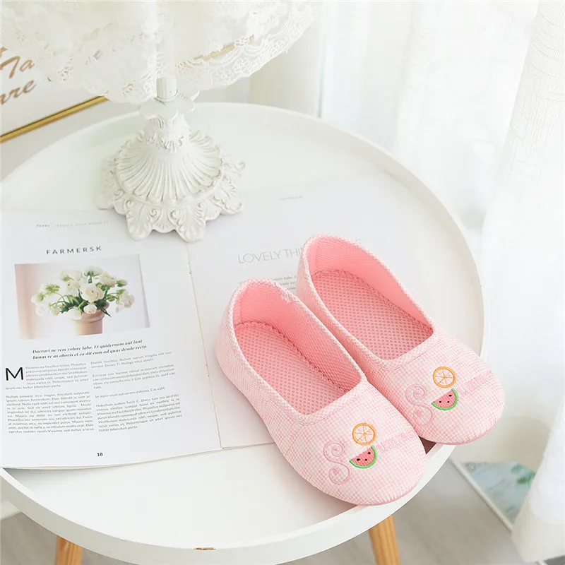 Pink Soft Cotton Fruits House Indoor Flats Watermelon Summer Slipper Slippers For Girl Women Cute Animal Girl Shoes At Home