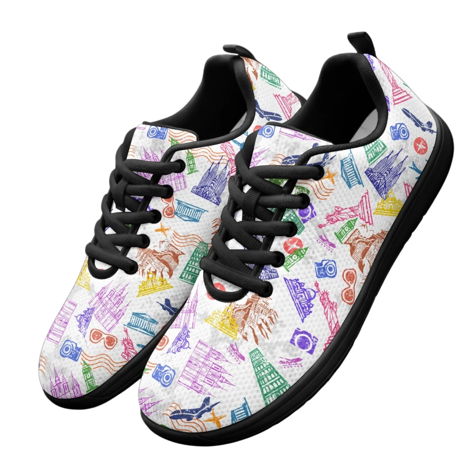 PENSTROLL Mesh Running Climbing Shoes with Travel Print Walking Shoes for Men, for Garden Daily Wear