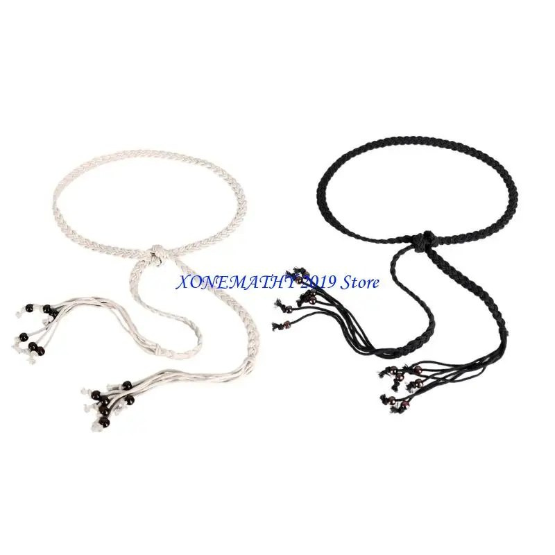 

F42F дышащий хлопковый пояс ручной работы, регулируемый пояс из веревки, богемный пояс для женщин, девочек-подростков, различные