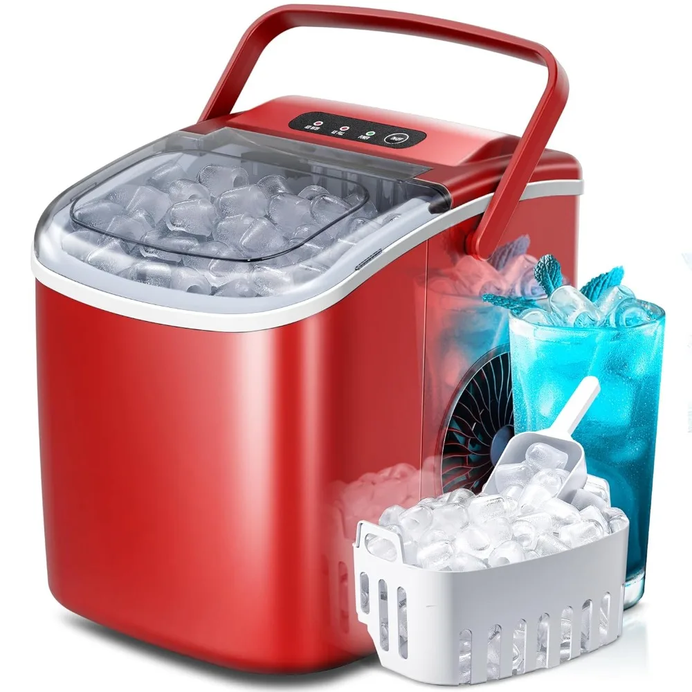 

Ice Makers, Countertop Portable Machine, 9 Bullet-Shaped Ice Cubes,26Lbs/24H, Self-Cleaning Function, Ice Makers