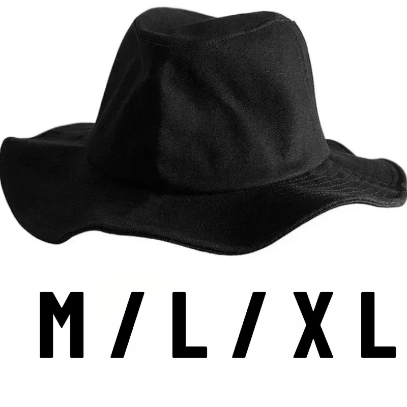 New Japanese Designer Big Head 62cm Bucket Hats Men Wide Brim Sunscreen Sun Hat High Quality Breathable Panama Party Show Cap