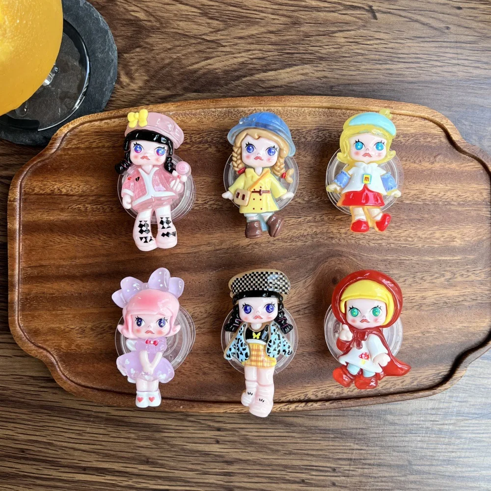 

Korean Cartoon Girl Mobile Phone Holder Universal Smart Tok For iPhone Grip Tok Foldable Finger Noctilucent Lazy Bracket